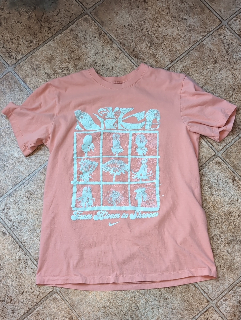 Nike Men’s Coral Short-Sleeve Graphic Tee with White Print